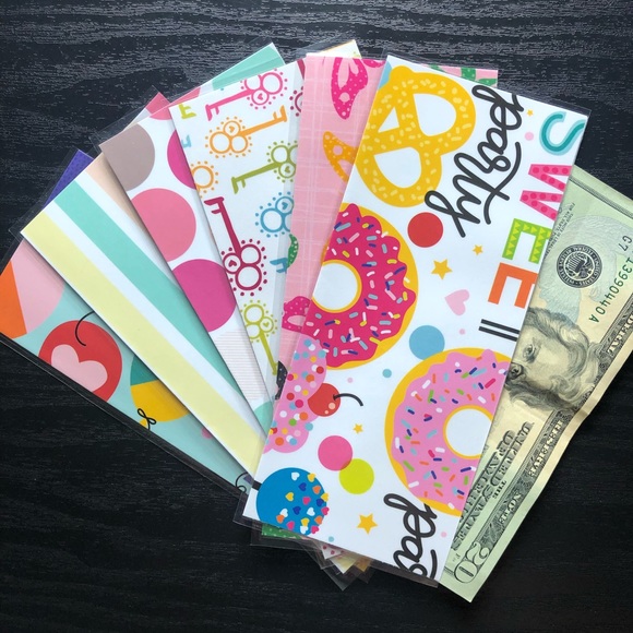 Handbags - 6 Laminated cash envelopes, cash stuffing, budget